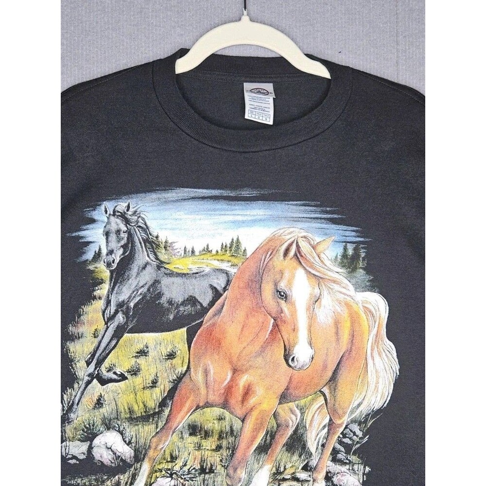 Vintage Tennessee River T-Shirt Mens Large Black Horse Graphic Print 100% Cotton